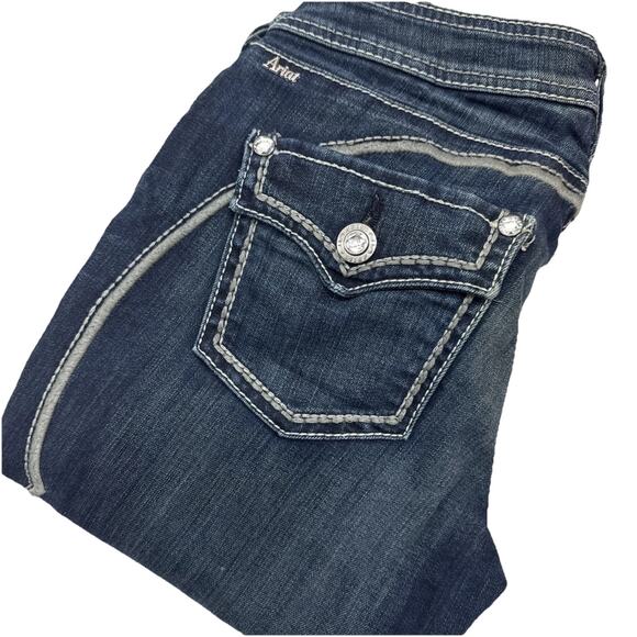Ariat Ruby Women’s Jeans Size 28R Dark Wash Bootcut Rhinestone Button Western - Picture 1 of 16